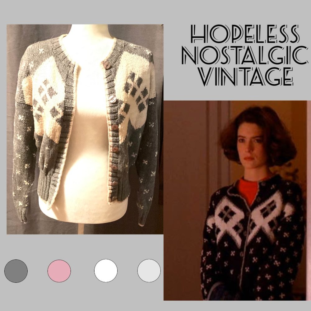 Michelle Stuart cardigan ASO Donna Hayward in Twin Peaks (in gray)
